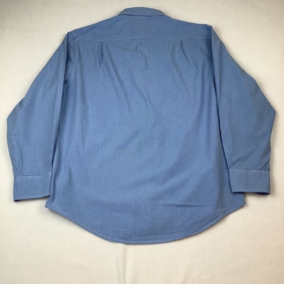 Izod Men’s Large Plaid Shirt Button Down Up Long Sleeves Blue White Check - Picture 13 of 14